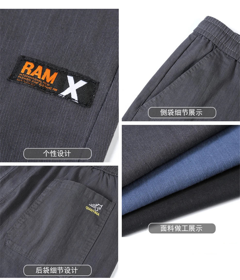 Plus Size 12XL Pants Men Casual Trousers Elastic Waist Straight Pants Male Fashion Grey Black Pants Big Size 10XL 12XL
