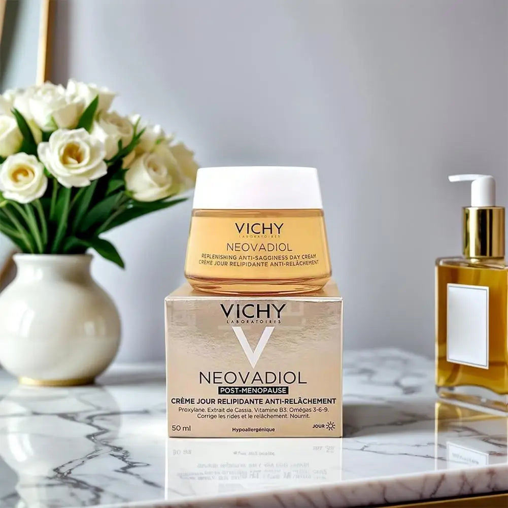 Vichy Collagen Night Cream  Day Cream Dryness Relief Brighten Skin Tone Moisturizes Fades Dark Spots Wrinkles Improves Skin Car