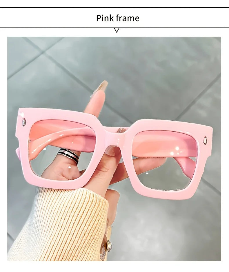 Vintage Glasses Square Full Rim Spectacles Unisex, Anti-Reflective Coating, Fashionable Transparent Lenses, Daily Wear Eyewear