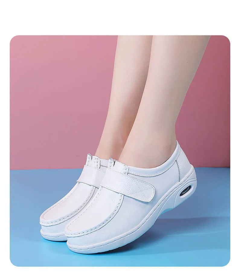 autumn and winter new fashion casual adult women's shoes Nurse shoes white flat leather fashion white  women shoes