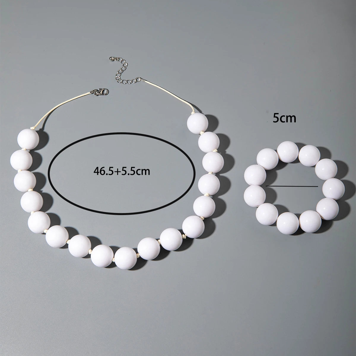 Docona Fashion Colorful Resin Big Beads Necklace Bracelet Set for Women Personality Originality Holiday Jewelry Accessories Gift