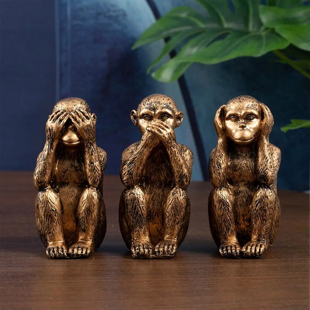 Resin Three Wise Monkeys Figurines Don't See Don't Speak Home Decor Crafts Don't Hear Creative Design Monkey Ornaments