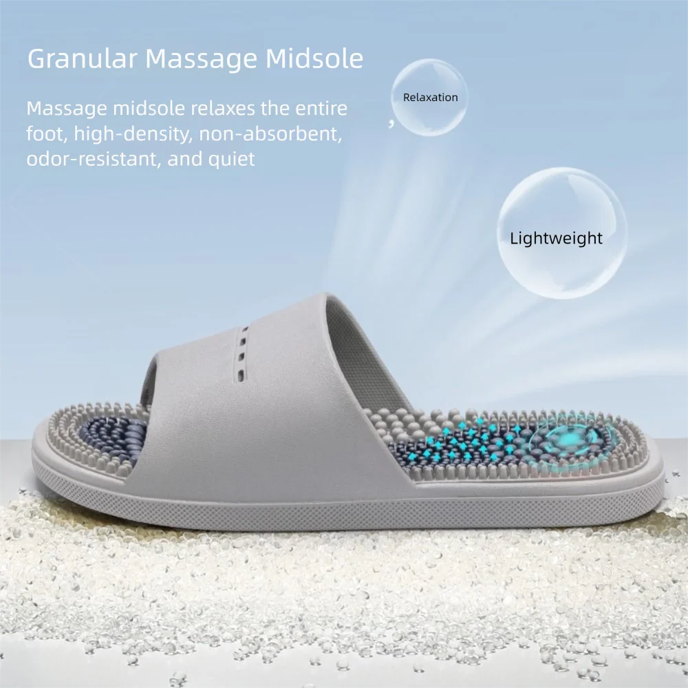 Casual Solid Color Massage Slippers PVC Non-slip Foot Acupressure Slippers Couple Slippers for Women Men