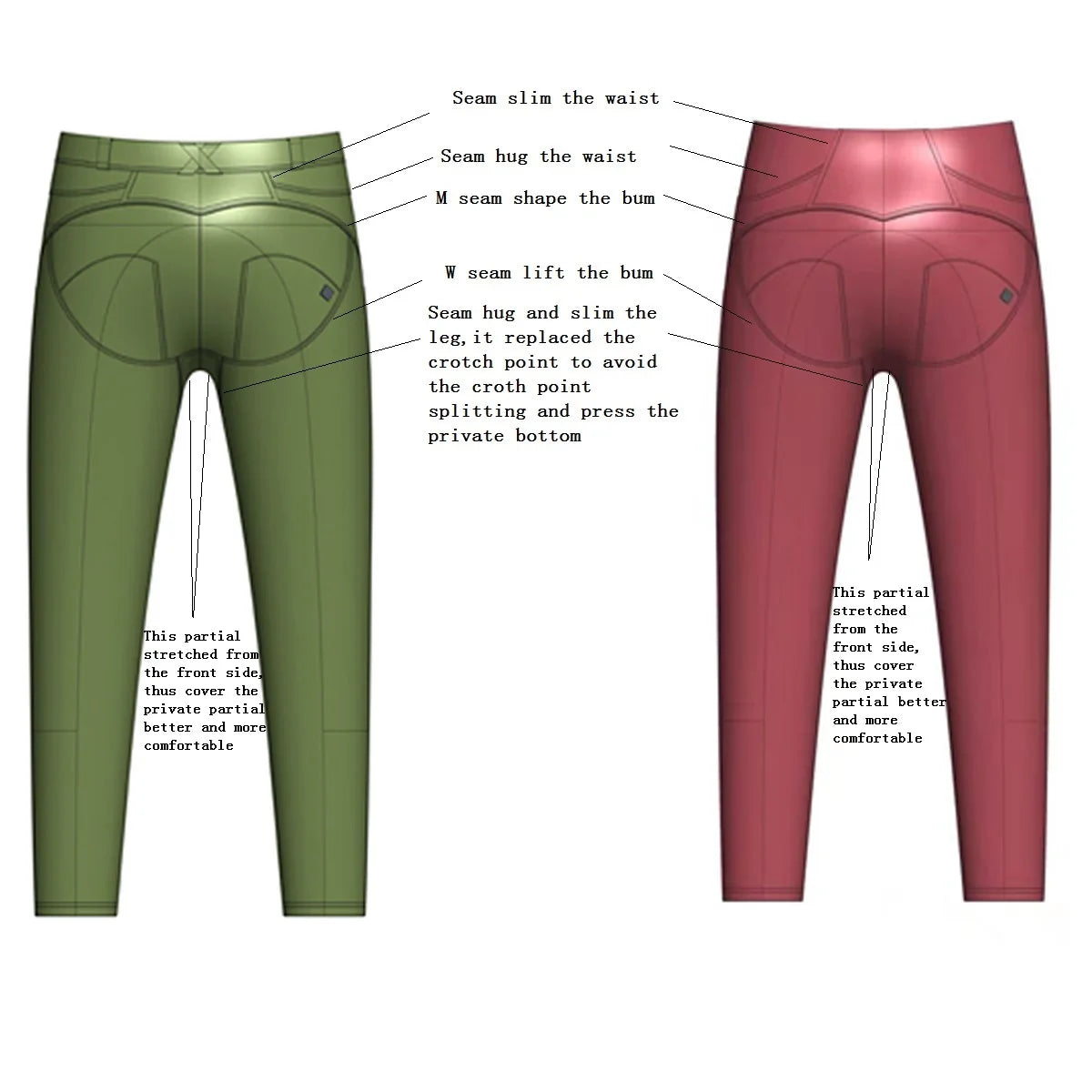 Shascullfites Red Fashion Pants Comfy Skin-fit Leggings High Rise Pencil Pants for Women Slim Hips Trendy Skinny Pants
