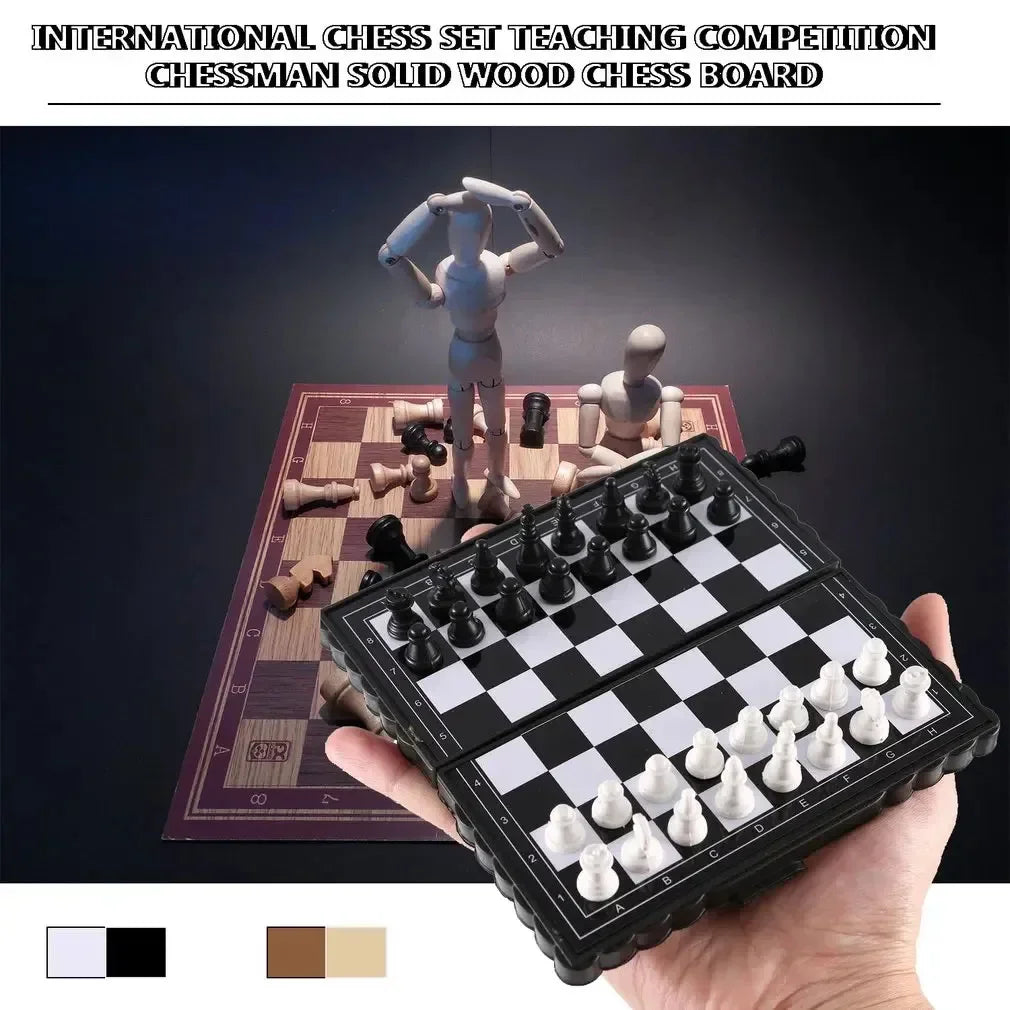 1set Mini Magnetic Chess Set Folding Magnetic Plastic Chessboard Board Game Portable Outdoor Travel Camping Entertainment