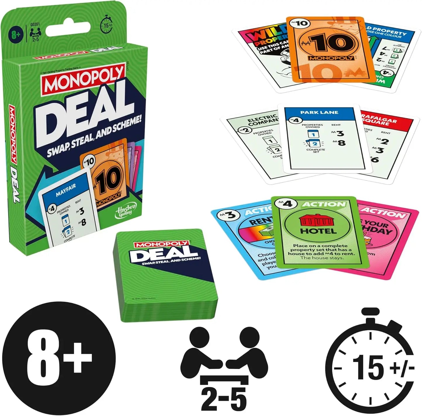 Monopoly Deal Card Game English Version Quick-Playing Card Game for Battle Kids Board Game Puzzle Poker Christmas Birthday Gift