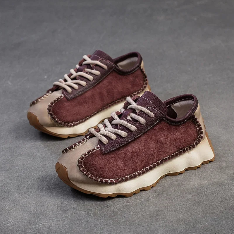 Koznoy 3cm Suede Cow Genuine Leather Mixed Color Preppy Girl Vulcanize Platform Wedge Summer Ladies Spring Autumn Comfy Fashion