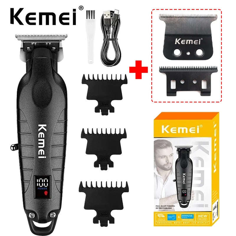 Kemei Km-2293 Barber Cordless Hair Trimmer 0mm Zero Gapped Carving Hair Clipper Professional Electric Finish Cutting Machine