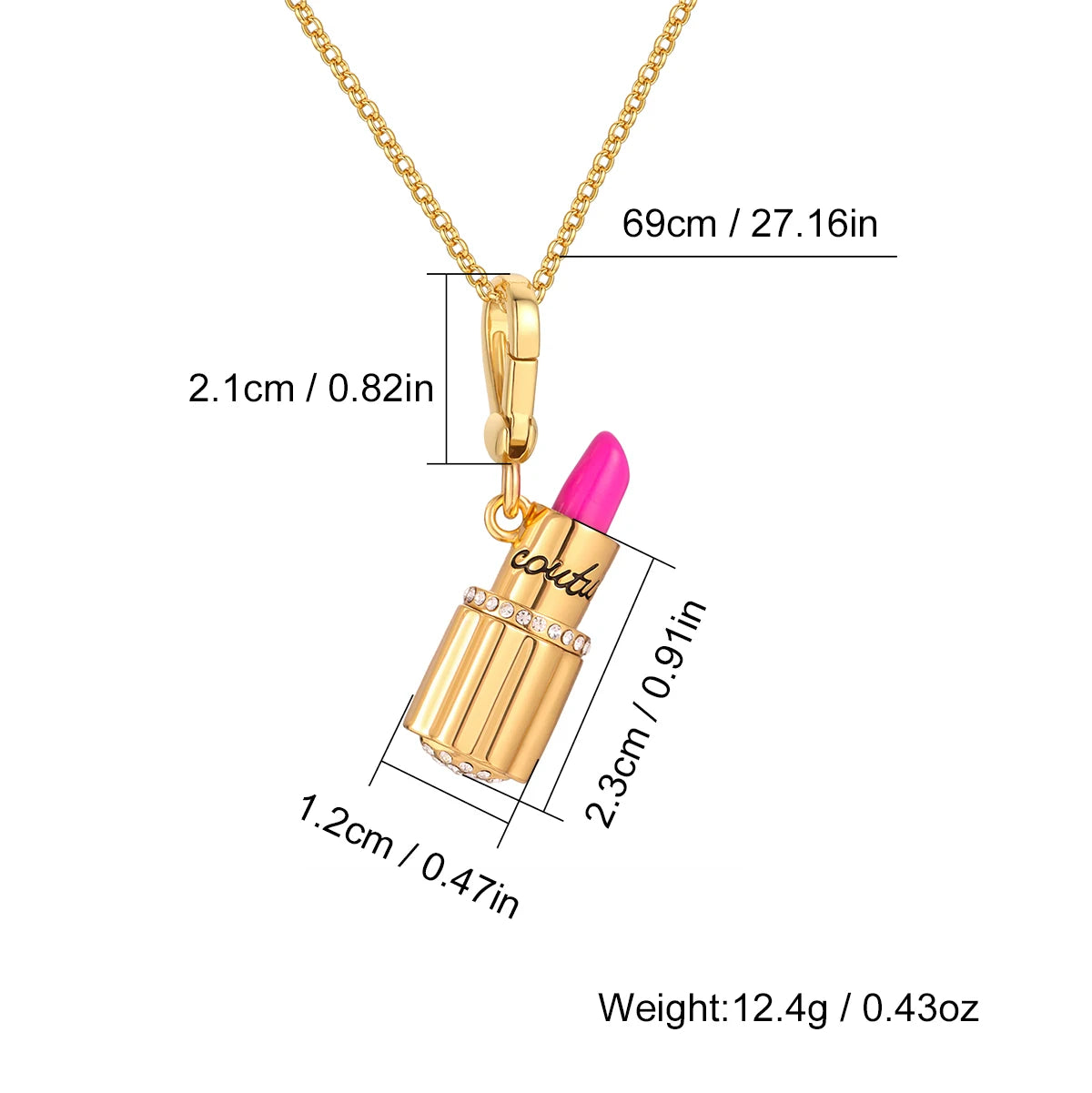 Fashion Luxury Golden Lipstick Tube Pendant Necklace for Women Keychain Pendant Sweet Niche Party Jewelry Halloween Gifts