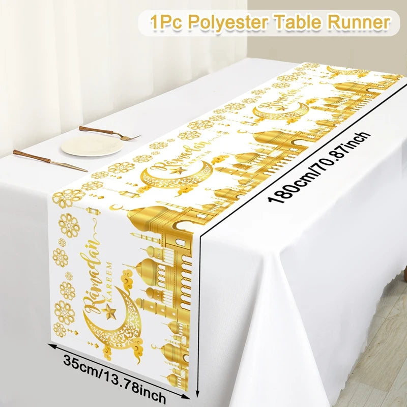 Ramadan Decor Table Runner EID Mubarak Decoration 2026 For Home Tablecloth Ramadan Kareem Islamic Muslim Party Eid Al Adha Gifts
