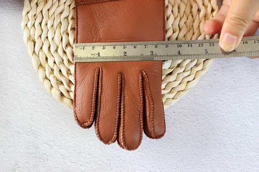 Winter Thickened Children's Sheepskin Fur Gloves Boys and Girls Windproof Warm Students Cold-Proof Leather Finger Gloves