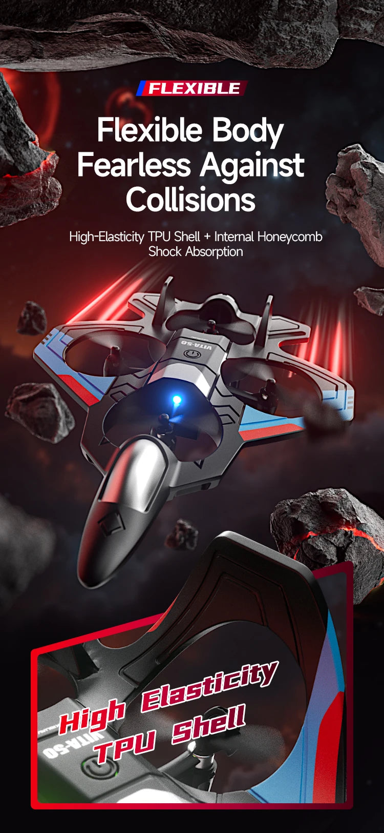 V50 RC Plane 2.4G Remote Control Aircraft 360° Stunt Helicopter Glider with Light Fighter Airplane Toy for Boys Children Gifts