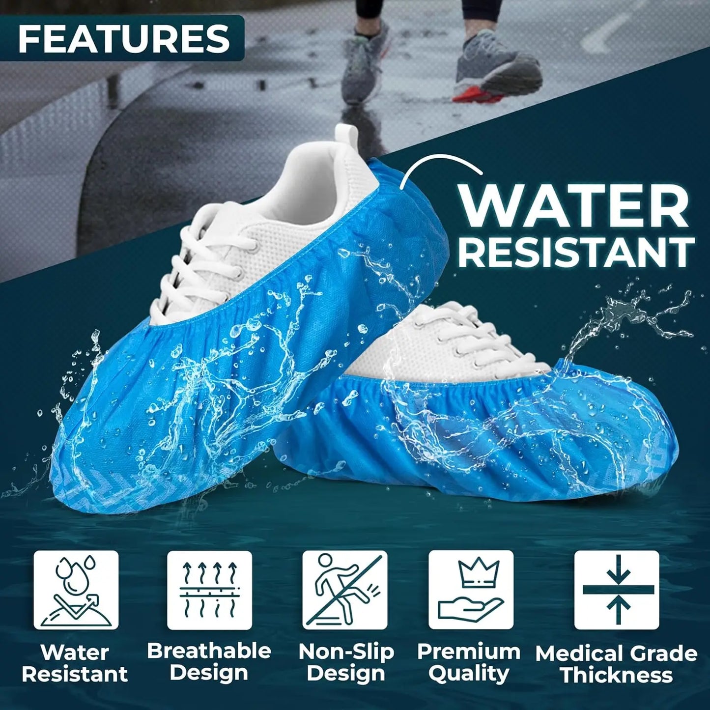 Shoe Covers Disposable Non-Slip Non-Woven Fabric Boot Covers for Indoors Breathable Slip Resistant Durable Boot&Shoes Cover