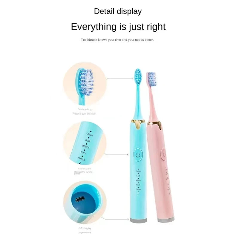Powerful Ultrasonic Sonic Electric Toothbrush USB Charge Rechargeable Tooth Brush Washable Electronic Whitening Teeth Brush