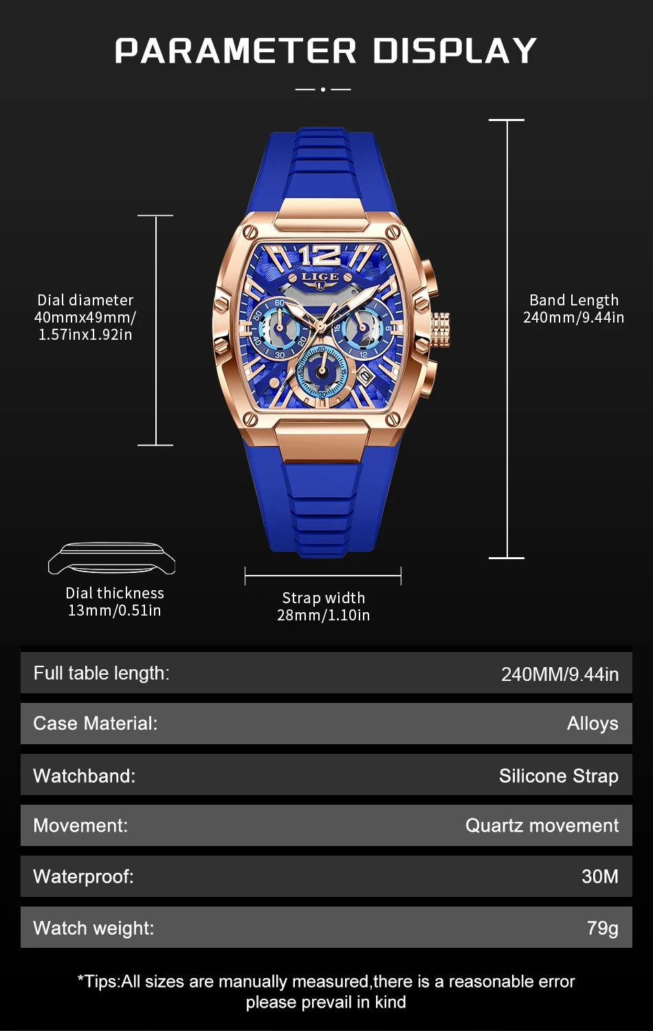 LIGE Original Brand Fashion Mens Watches Sport Military Chronograph Calendar Silicone Strap Quartz Wristwatch Relogio Masculino