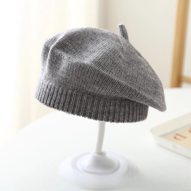 Candy Color Baby Beret Hat for Girls Autumn Winter Knitted Hat Sweet Infant Beanie Cap Fashion Kids Accessories 1-4 Years Old