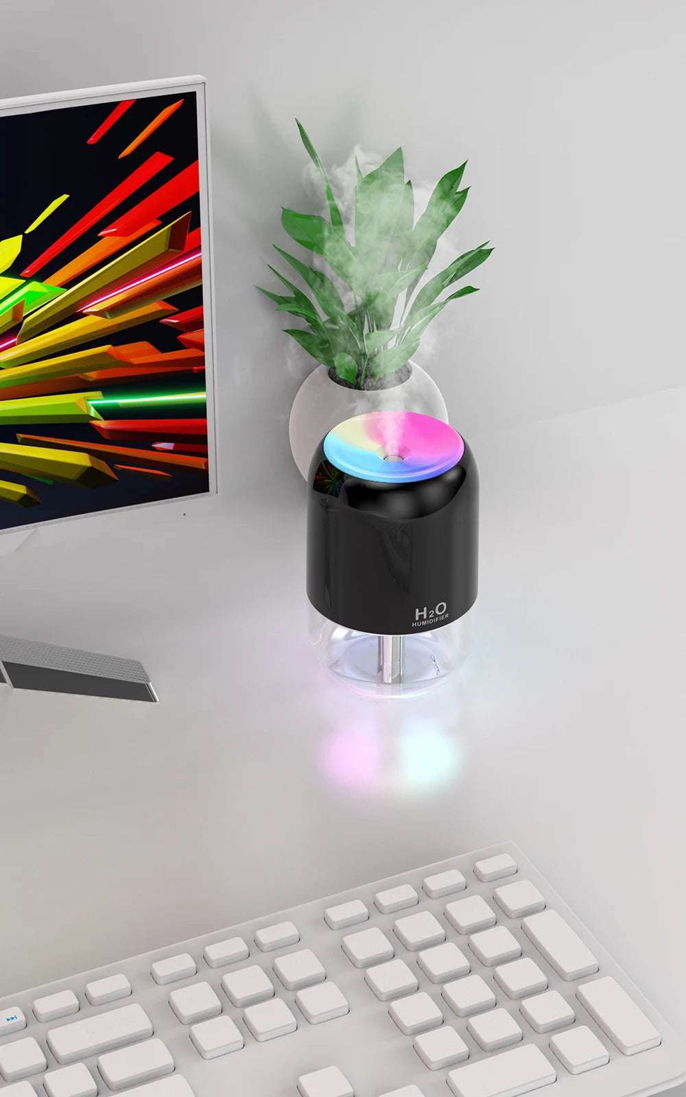 Colorful Cool Mist Mini Humidifier 300ml USB Personal Desktop Humidifiers for Car Office Home Travel, Auto Shut-Off 2 Mist Modes