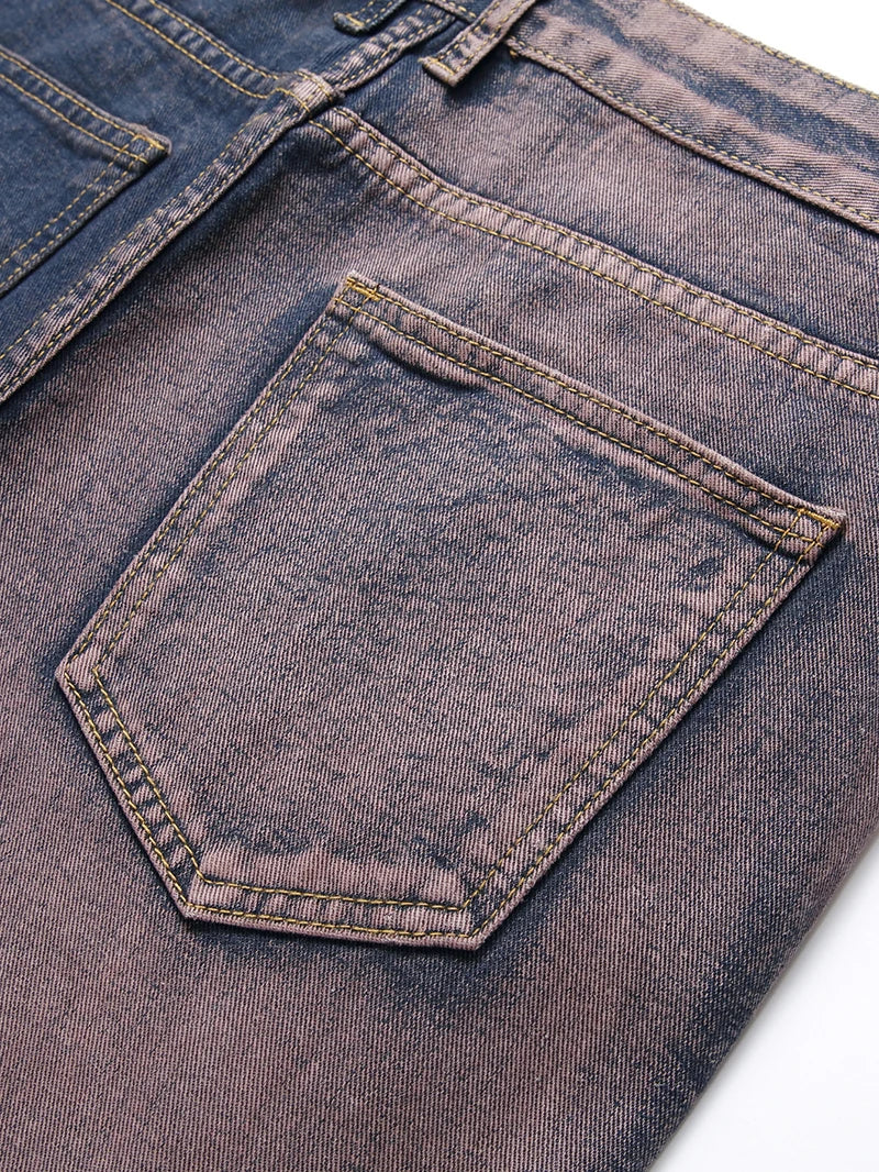 Purple Ripped Men's Jeans Spring Summer Slim Fit Straight Hole Cotton Denim Pants Distressed Destroyed Streetwear 28-40