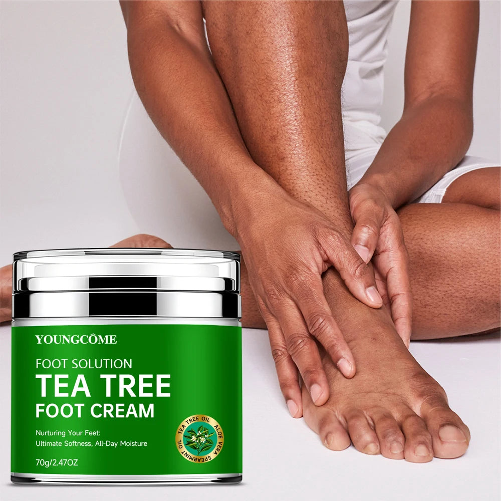 Tea Tree Foot Cream moisturizer with aloe vera and tea tree oil to deeply nourish the skin, for dry and rough skin, daily hand