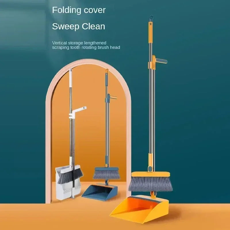 Broom Set Household  Broom Dustpan Set Brush Head Sweeping Folding Garbage Shovel Broom