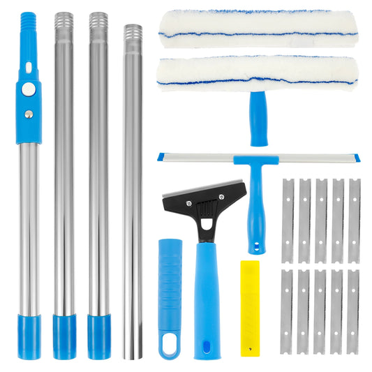 Extended Window Cleaner Kit Glass Squeegee Flooring Duster Cleaner Mop Household Window Wiper Washing Cleaning Brush Tools