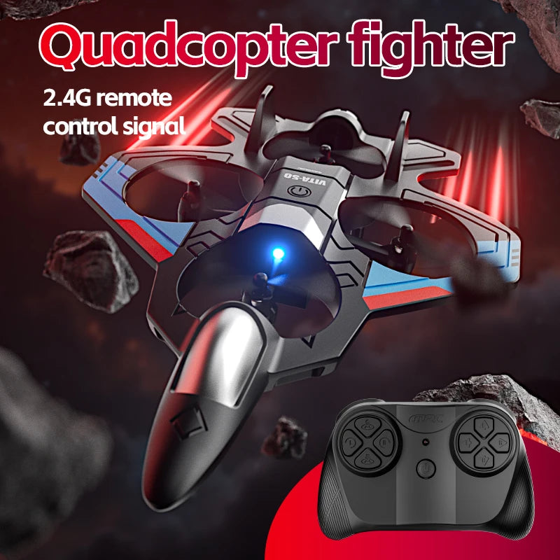 V50 RC Plane 2.4G Remote Control Aircraft 360° Stunt Helicopter Glider with Light Fighter Airplane Toy for Boys Children Gifts