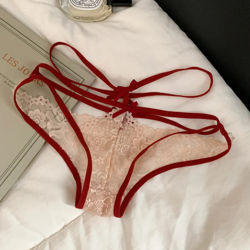 Women's Panties Solid Color Lace Panties Hollow Design Breathable Mesh Lingerie Sexy Underwear For Women