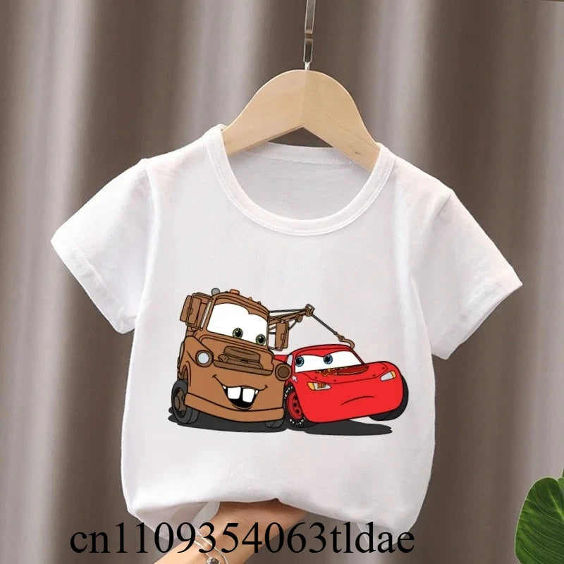 Hot Sale Car Pixar Lightning McQueen Print Cute Kids T-Shirts Girls Clothes Baby Boys Short Sleeve T Shirt Summer Children Tops