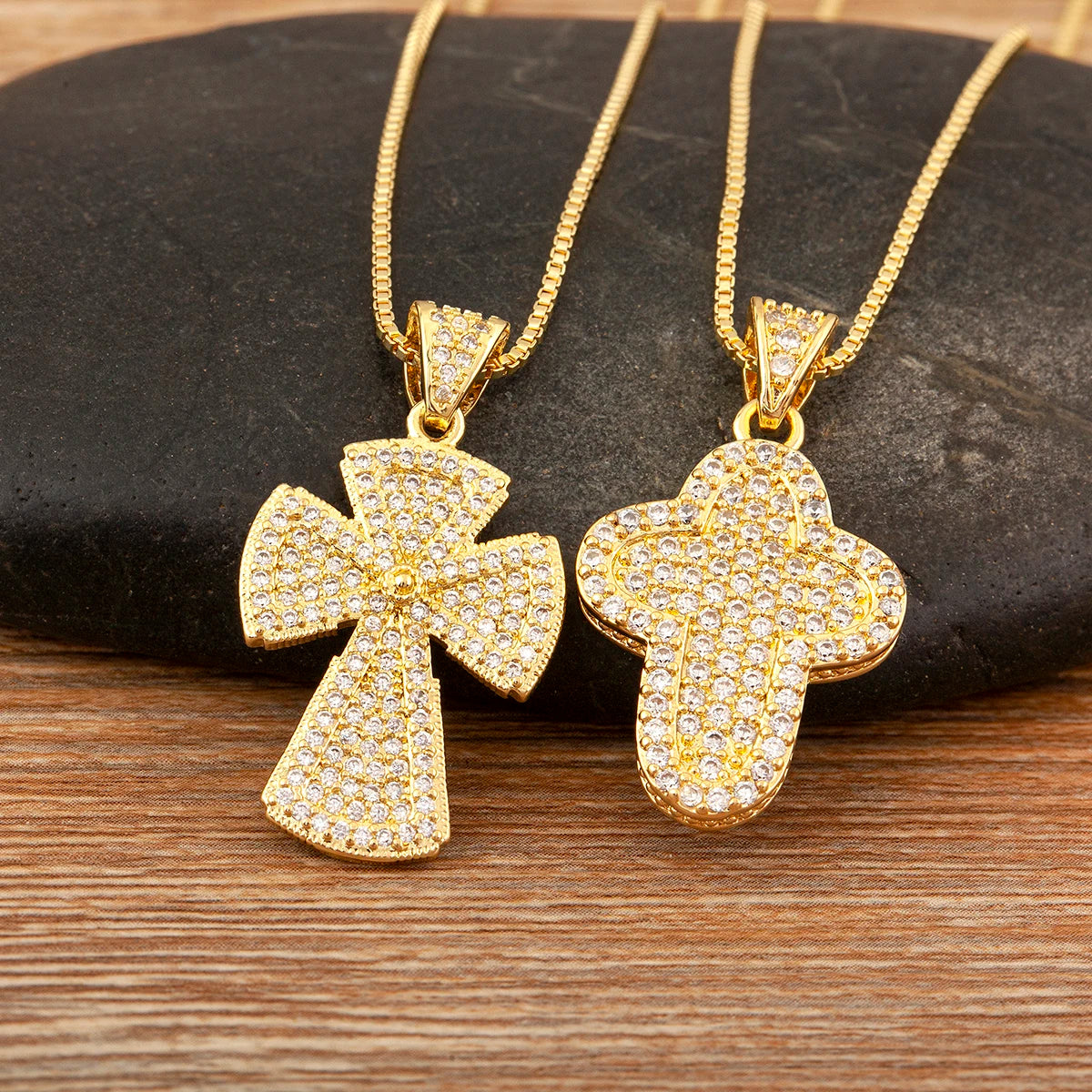 Nidin New Trendy Personality Design Cross Pendant Necklace For Women Men Shiny Crystal Zircon Charm Jewelry Daily Party Gifts