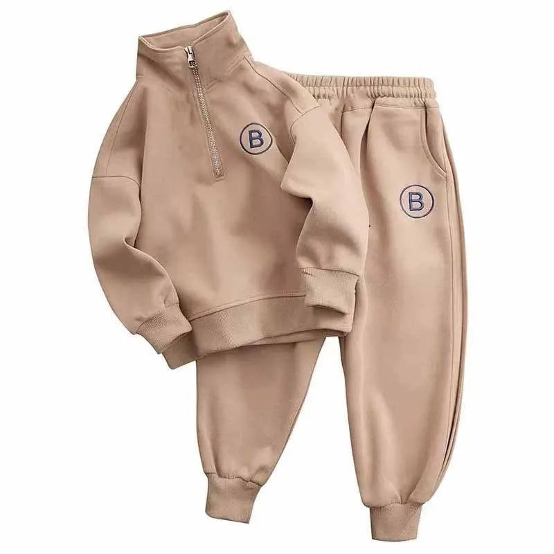 Children's Sweater Sports Sets Boys Stand-Up Collar Letter Suit Spring Autumn New Kids Loose Fashion Casual 2 Piece 4-14Y