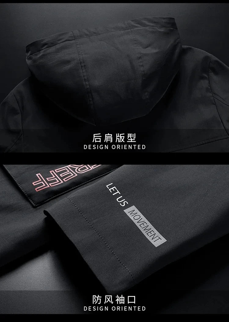 Korea Fashion Oversize 7XL 8XL 2024 Casual Men's Black Windbreaker Jackets Long Trench Coat For Spring Autumn Winter Clothes