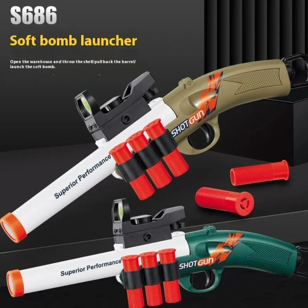 S686 Spray Shell Soft Bullet Gun Can Be Fired Toy Gun Manually Loaded Outdoor Sport CS Game Weapon for Children Boys Gift