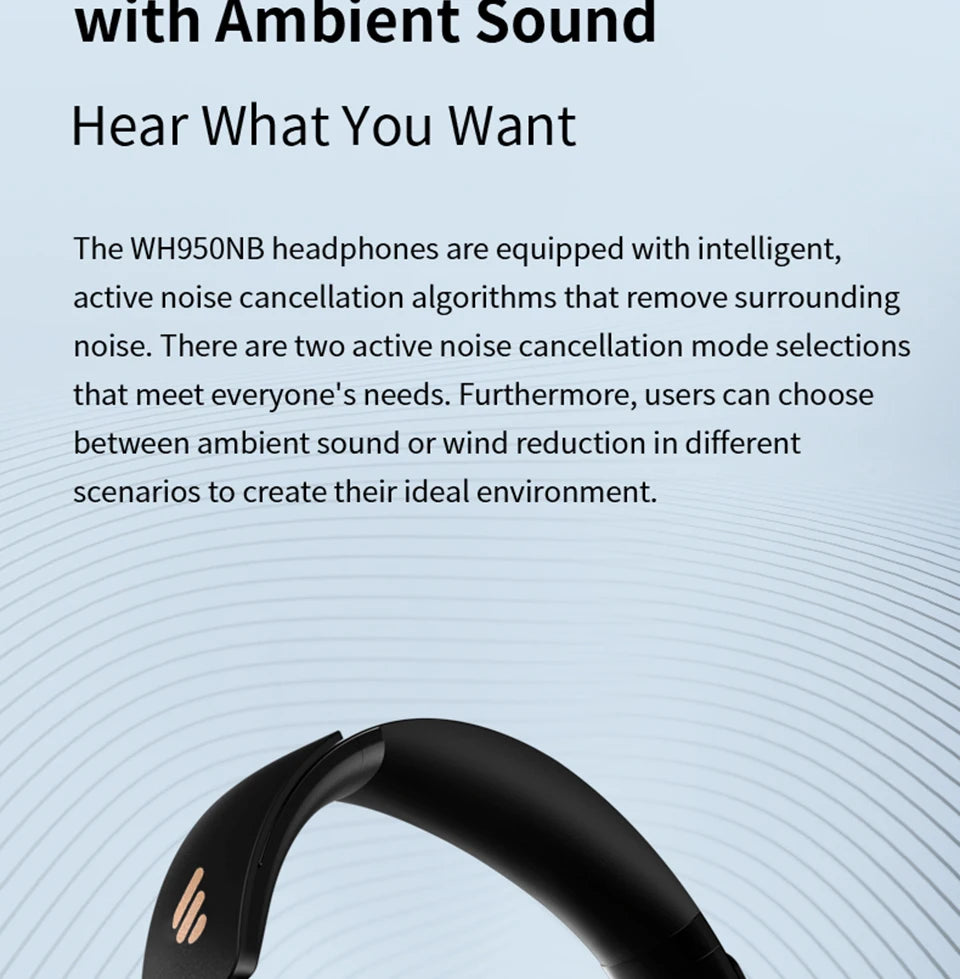 Edifier WH950NB Active Noise Cancelling Wireless Headphones Hi-Res Wireless Audio Dual Device Connection Bluetooth 5.3 Headset