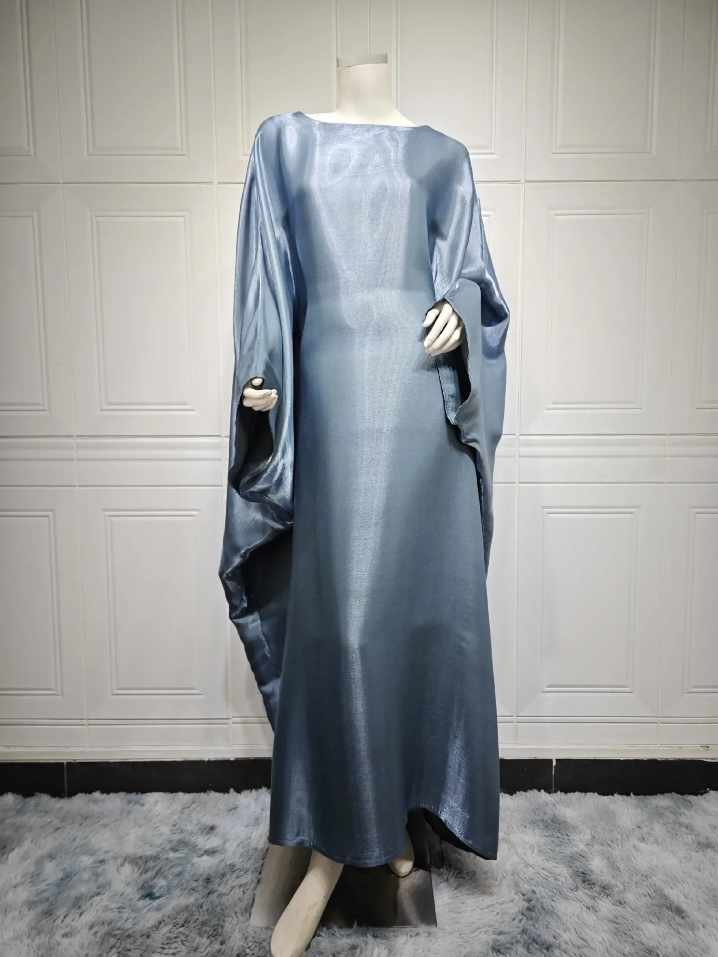 2024 Muslim Dress Women Summer Fashion Muslim Long Sleeve Satin Plus Size Long Abaya Kaftan Abaya Dubai Abaya Muslim Clothes