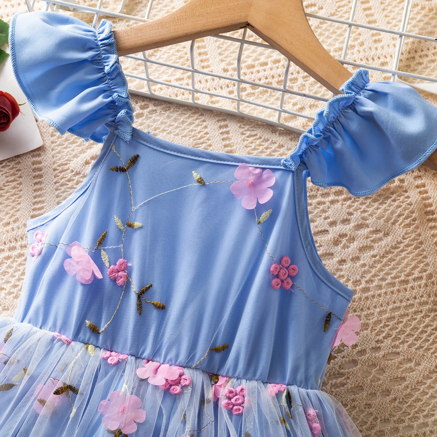 Girls Fairy Dress for 3-8 Yrs Birthday Party Princess Dress Flower Girl Dress for Wedding Embroidery Easter Dress for Girls Wear