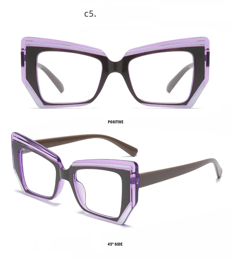 Cat Eye Anti Blue Light Glasses Women Trendy Polygonal Vintage Luxury Design Eyeglasses Ladies Fashion Irregular Square Eyewear