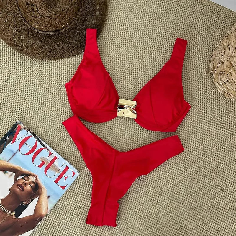 Push Up Swimwear Women Swimsuits 2025 Sexy Brazilian Bikini Set Thong Micro Biquini Female Bathing Suit Solid Beachwear