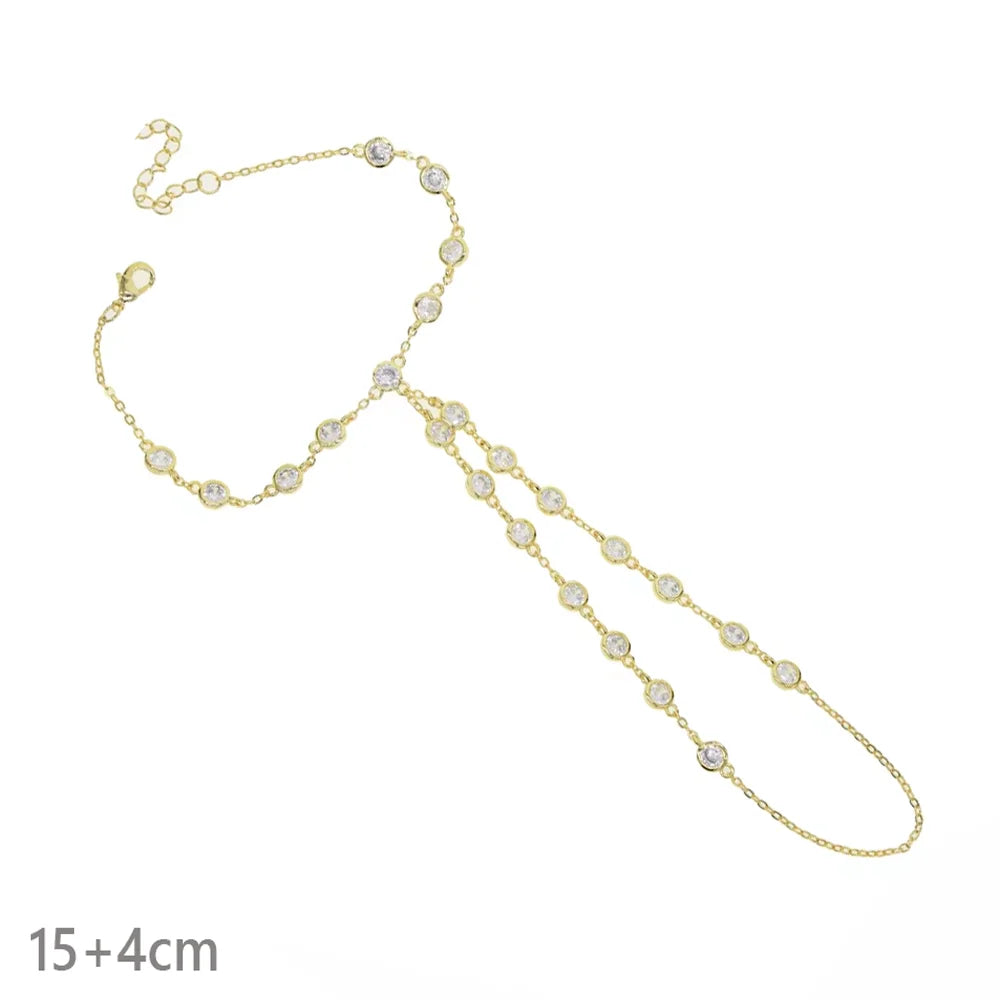 New Iced Out Oval CZ Choker Bracelet Silver Color Bling Lariat Long Bar Round Stone Long Tassel Bangle Women Jewelry