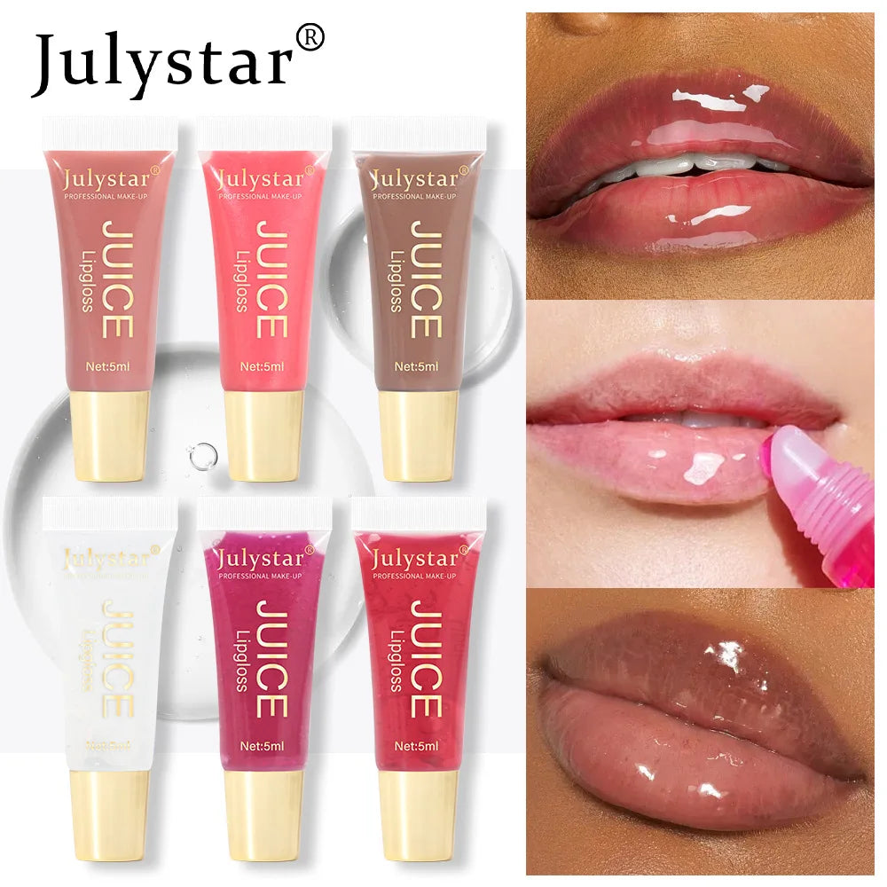 Glitter Plumping Lip Gloss Jelly Strawberry Moisturizer Fruit Lip Oil Transparent Fullness Lip Tint Gel Soft Tube Makeup LipCare