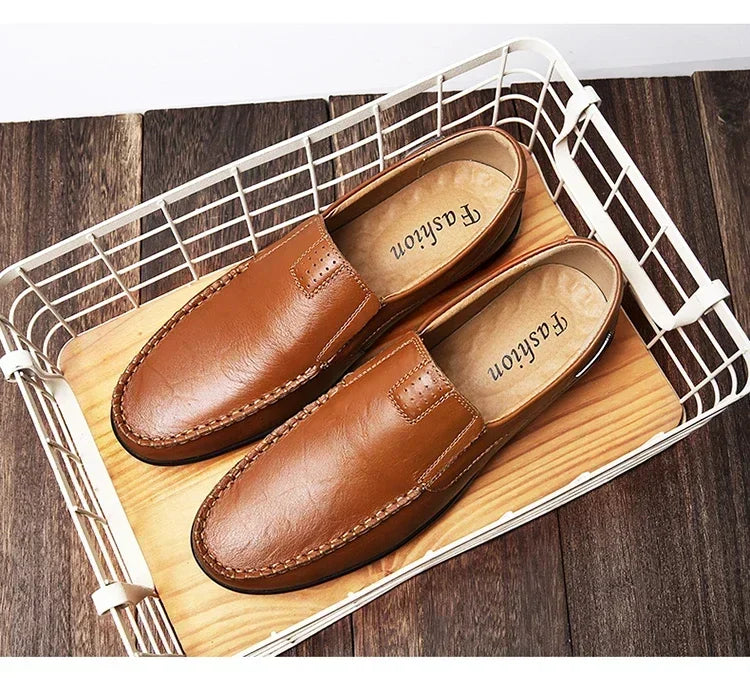 Men Dress Shoes Natural Leather Men's Brand Shoes Sale Formal Shoe Men's Cowhide Italian Genuine Leather Loafers Footwear Casual