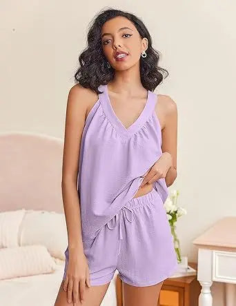 New Summer Women's 2-piece Set Pink V-neck Vest Elastic Pocket White Stylish Black Shorts Set