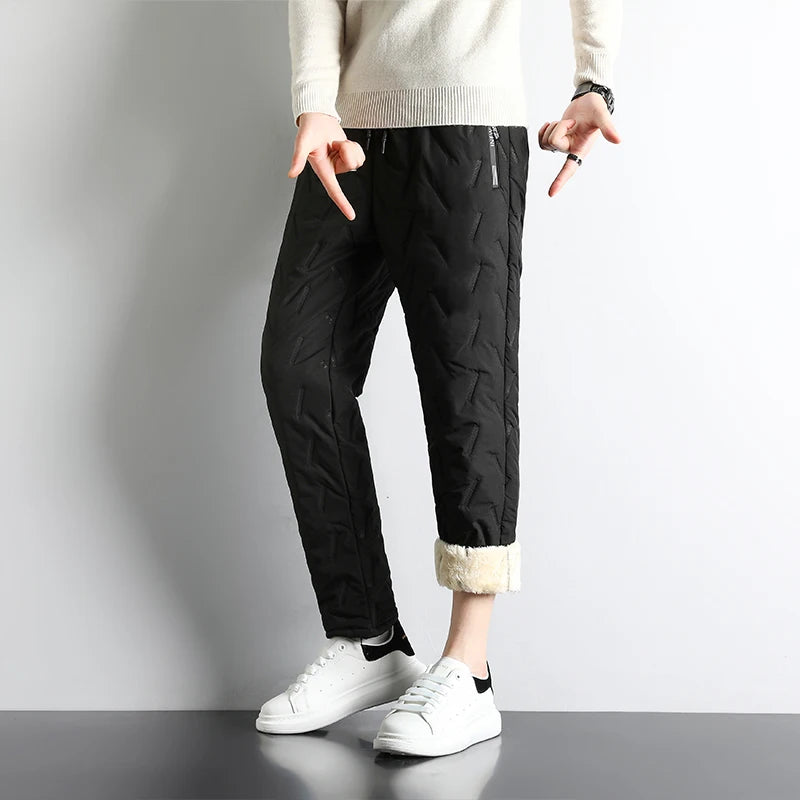 Men Winter Casual Pants 2024 New Thick Lambswool Windbreak Warm Pant Men Fashion Joggers Fleece-Lined Trousers Men Plus Size 8XL