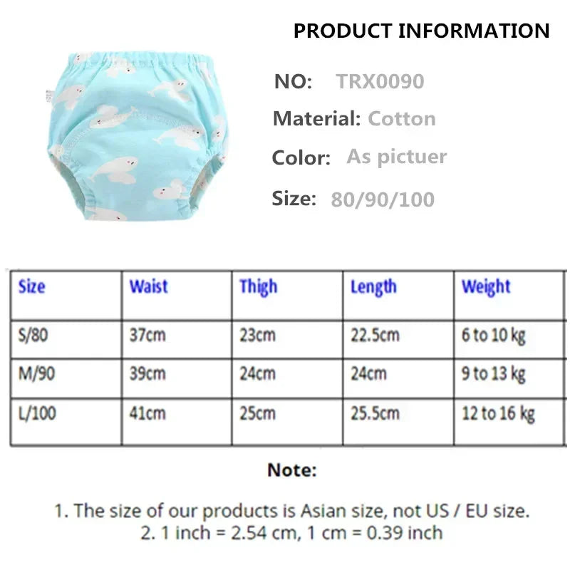 5PC Waterproof Reusable Cotton Baby Training Pants Infant Shorts Underwear Cloth Baby Diaper Nappies Panties Nappy Changing