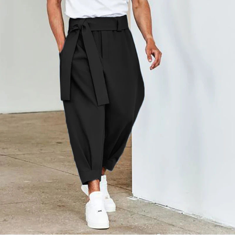 Spring Men Belt Baggy Pants Casual Streetwear Premium Quality Solid Color Oversized Joggers Fashion Harem Pants 2026 New S-3XL