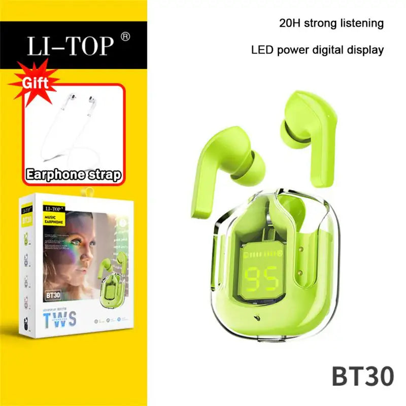 RYRA TWS Bluetooth 5.1 Earphones With Charging Box Wireless Headphone Stereo Sports Transparent Digital Display Earbuds Headsets