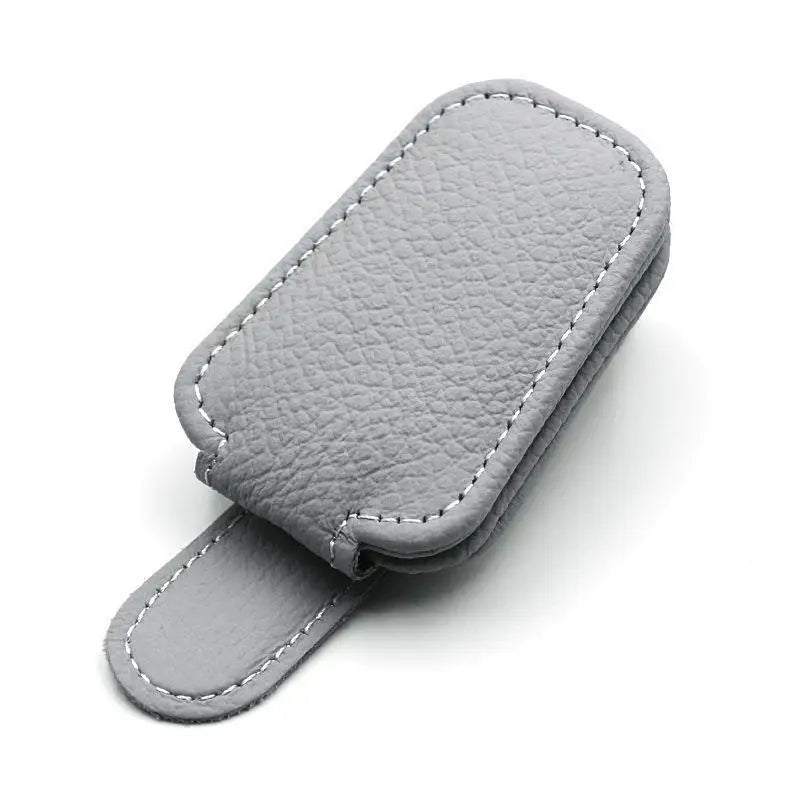 1pcs Universal Car Sunglasses Holder Multi-Functional Ticket Portable Bracket Magnetic Oxhide Sunshade Storage Boxs Auto Parts ﻿