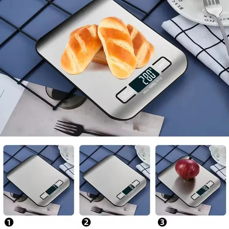 Stainless Steel 10kg 5kg/1g Electronic Digital Kitchen Scale LED Display Panel Scales Home Jewelry Food Snacks Weighing Tools