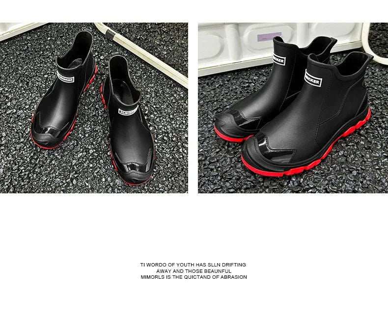 Waterproof Cross-Border Men's Rain Shoes Fashionable Short Socks Thickened Warm Rubber Work Anti-Slip Fishing Kitchen Rain Boots