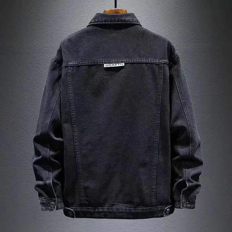 Sli American Retro Workwear Denim Jaet Men Trendy Loose Versatile Jaet Men Spring Autumn Loose Fit Youthful Energy