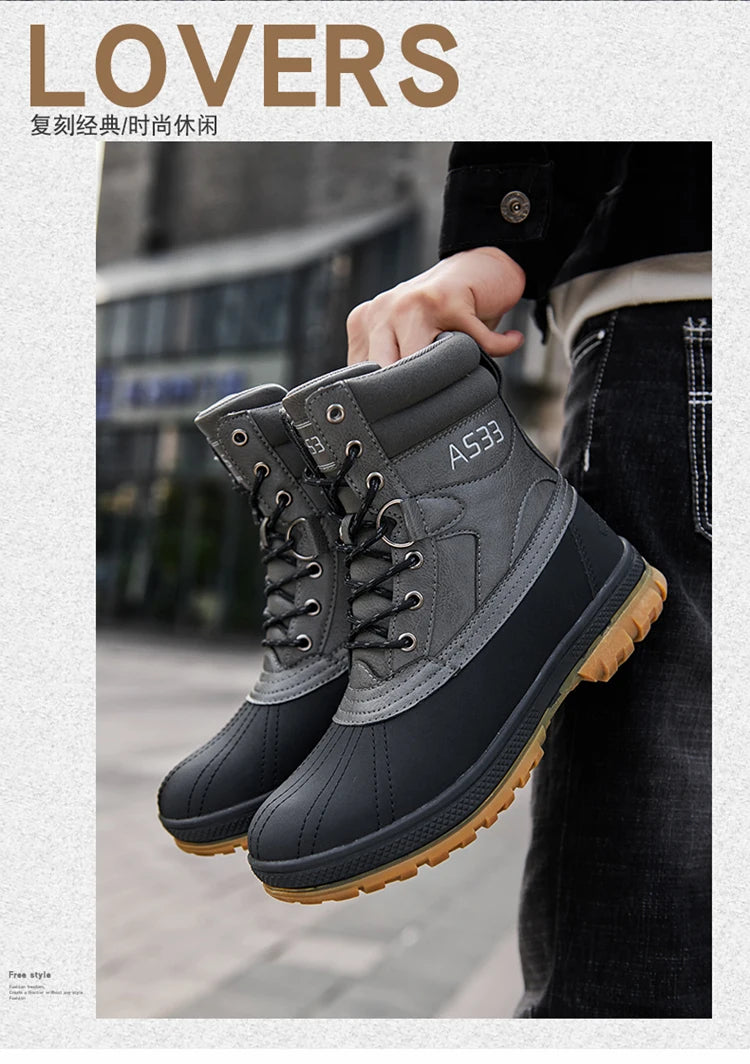 Plus Size 47 Outdoor Men Boots Winter Snow Boots for Men Training Work Boots Waterproof Slip-Resistant Keep Warm Winter Shoes